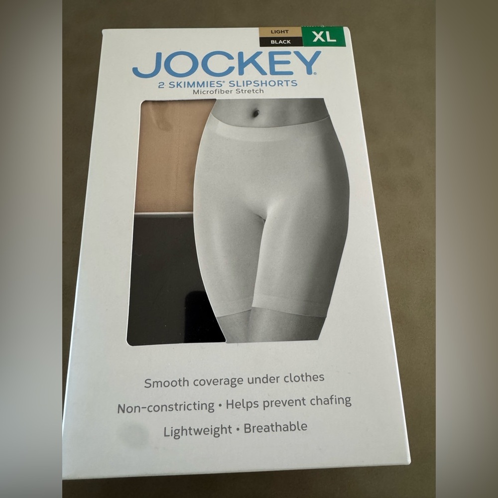 Jockey Skimmies Slipshorts, 2 pair in Black & Tan, Size XL, NWT, box not opened